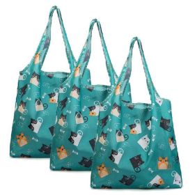 Cat - 3 Pieces Merchandise Tote Bags Reusable Grocery Bags Foldable Boutique Shopping Bags Portable Storage Bag
