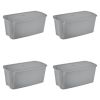 50 Gallon Tote Box Plastic, Gray, Set of 4
