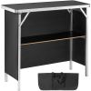 Folding Portable Bar Table, Tradeshow Podium Table for Indoor, Outdoor, Party, Picnic, Exhibition, Includes Carrying Case