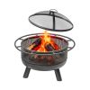 24 Inch Wood Burning Fire Pit with Mesh Screen for Outdoor