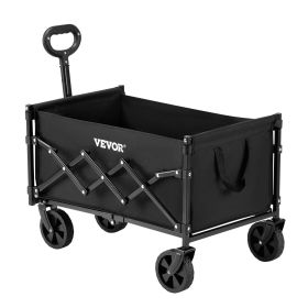 VEVOR Collapsible Wagon Carts, 120L & 225LBS Folding Wagons with All-Terrain Wheels, Heavy Duty Outdoor Utility Cart with Adjustable Handle