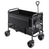 VEVOR Double Decker Wagon Collapsible, 400L Heavy Duty Folding Wagon Cart, Extended Long Garden Cart with All-Terrain Wheels, Support Up to 450lbs