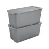 50 Gallon Tote Box Plastic, Gray, Set of 4
