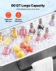 VEVOR 80QT Rolling Ice Chest, Holds up to 50 Bottles / 110 Cans, Portable Patio Party Bar Drink Cooler Cart with Bottom Shelf & Foldable Side Shelves
