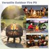 24 Inch Wood Burning Fire Pit with Mesh Screen for Outdoor