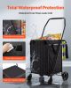 VEVOR Shopping Cart, Folding Grocery Utility Cart with Dual Baskets, Waterproof Liner & Wheels, 100 LBS Large Load Capacity